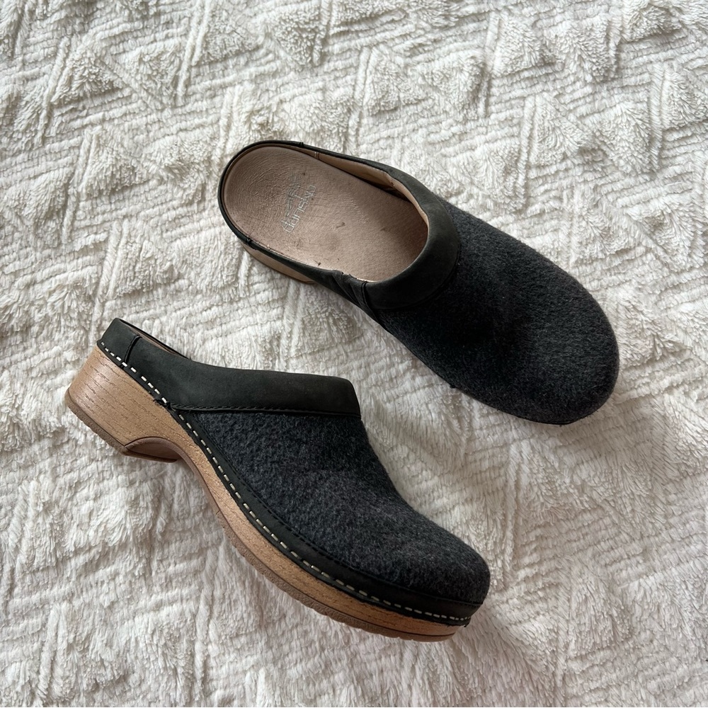 Dansko Bethann Charcoal Grey Wool Slip-On Clogs